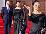 Crown Princess Victoria of Sweden - sporting a dressing on her wrist - joins Prince Daniel in Berlin as guests of Germany's president and his wife to mark National Day of Mourning 2023