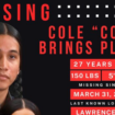 Cole Brings Plenty's uncle had shared a missing poster on social media. Pic: Instagram/mobringsplenty