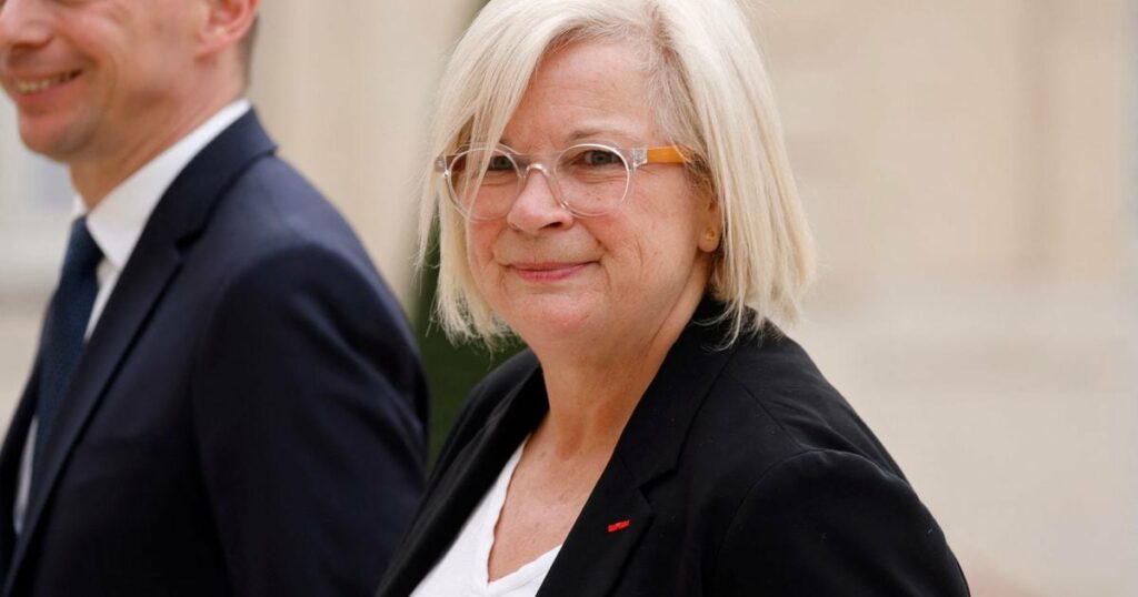 Catherine Vautrin lors de la cérémonie d'investiture d'Emmanuel Macron, en mai 2022. (Photo by Ludovic MARIN / AFP)