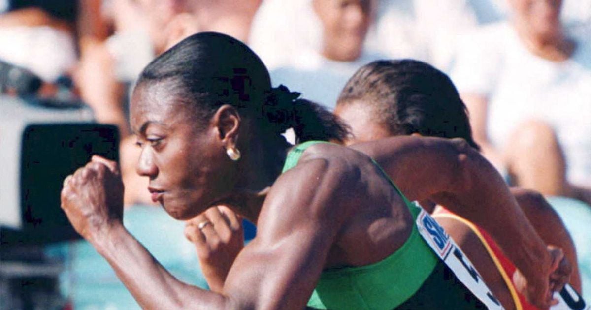 Merlene Ottey aux championnats du monde d'athlétisme de Göteborg en 1995