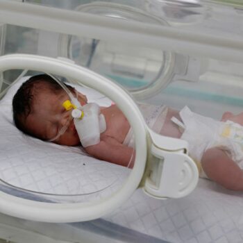 The Palestinian baby girl was saved from the womb of her mother. Pic: Reuters