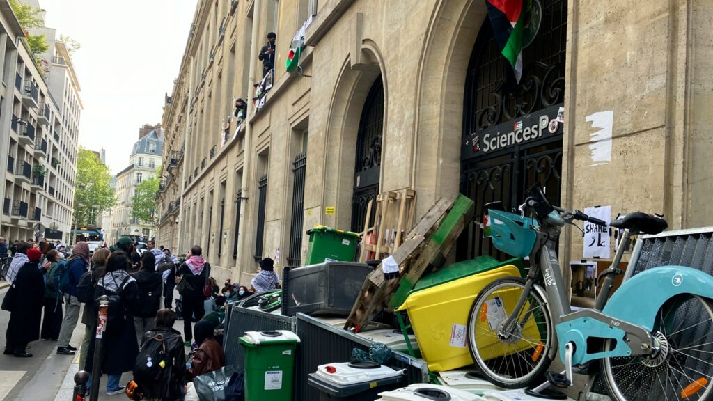 Students at prestigious Paris university occupy campus building in pro-Palestinian protest