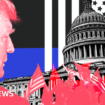 Illustration of Donald Trump and the Capitol building