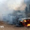 Car ablaze after violence in al-Mughayyir, 12 Apr 24