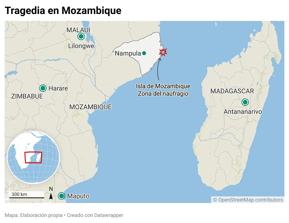 Más de 90 muertos en el naufragio de un ferri en las costas de Mozambique