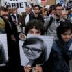 Demo for and against abortion,a crowd of women wearing facemasks