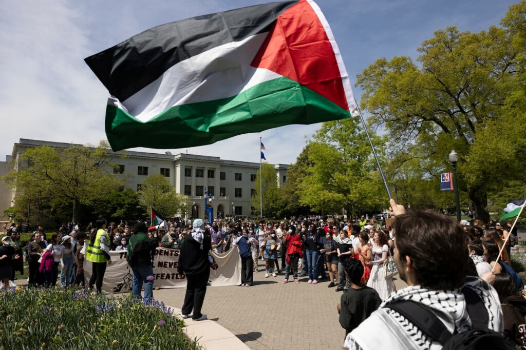 Students rally, call for American University to divest from Israel