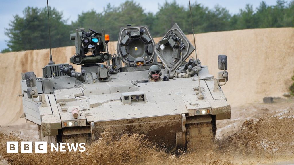 An Ajax Ares tank at a military base in Dorset