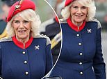 Sweet moment girl, 5, charms Queen Camilla with curtsy she's been 'practicing for days' as Queen visits the Royal Lancers - the unit her late father served in - for the first time as Colonel in Chief