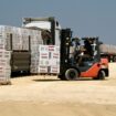 Pallets taken off the aid trucks