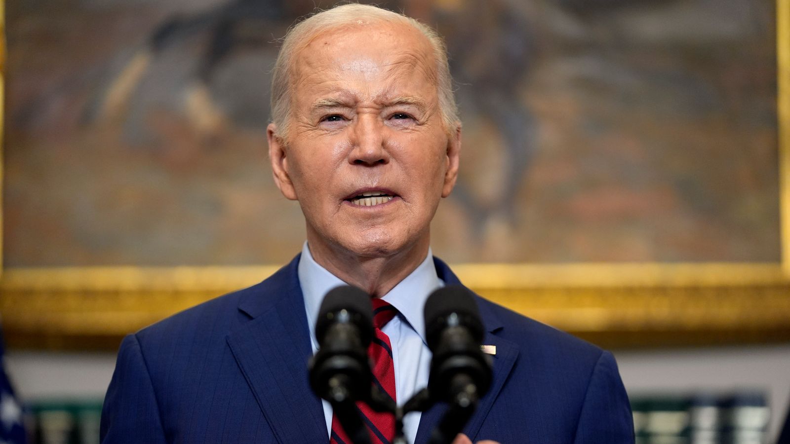 President Joe Biden delivers remarks about student protests over the war in Gaza, from the Roosevelt Room of the White House, Thursday, May 2, 2024, in Washington. Pic: AP