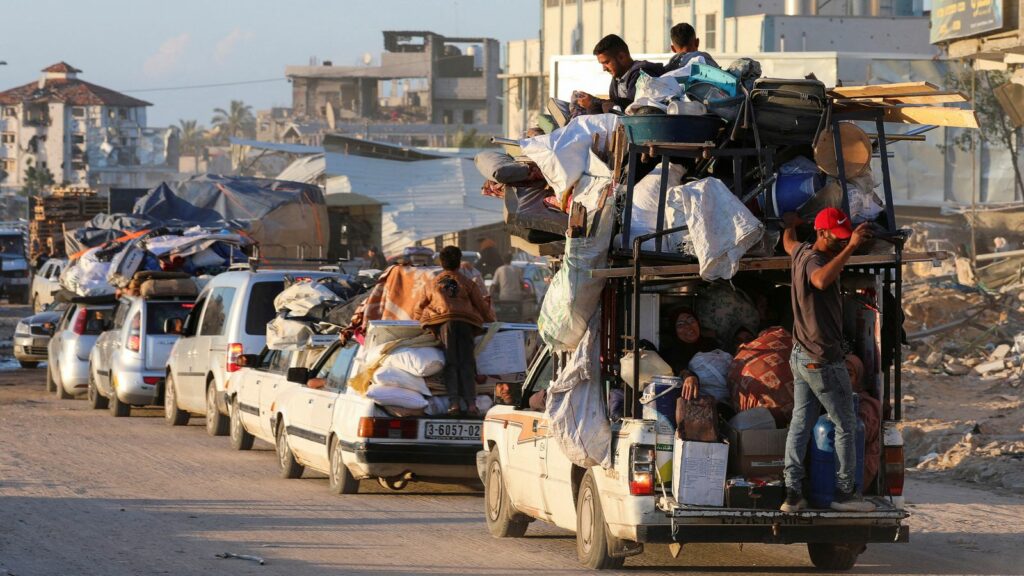 Palestinians fleeing Rafah. Pic: Reuters