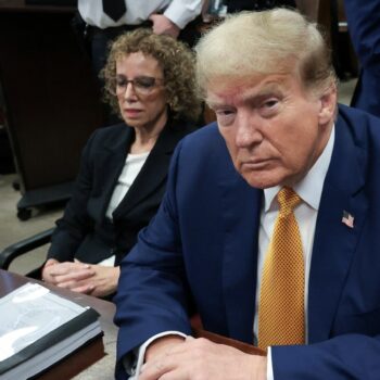 Donald Trump in court. Pic: Reuters