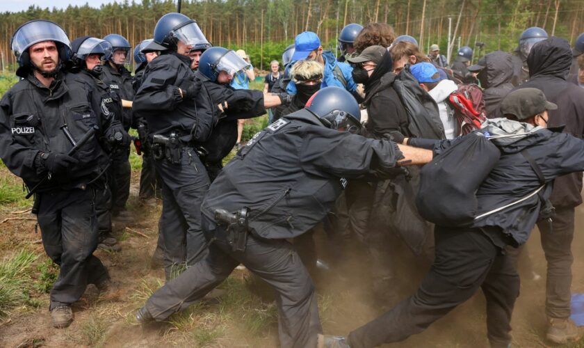 Hundreds of protesters sought to gain access to the plant. Pic: Reuters