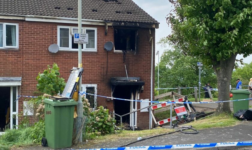 Aftermath of a fire that killed two women in Dunstall Hill, Wolverhampton