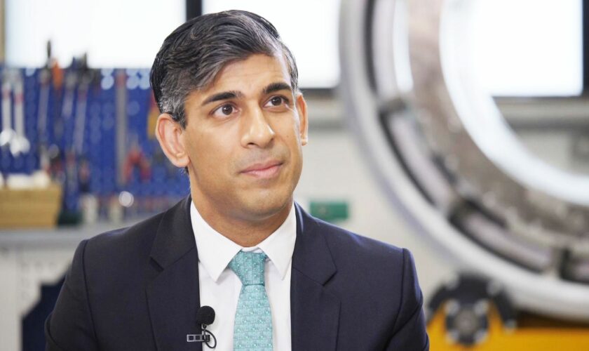 Prime minister Rishi Sunak MP speaks to Sky News' Ed Conway