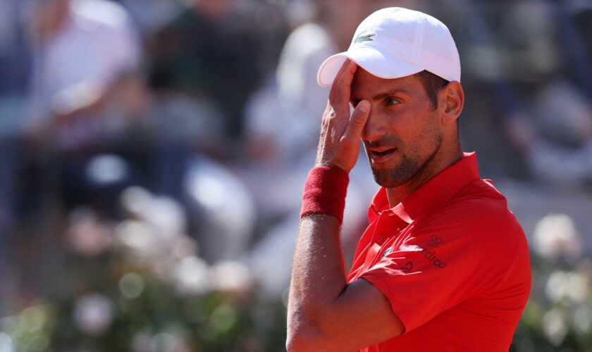 Novak Djokovic during his third round loss at the Italian Open. Pic: Reuters