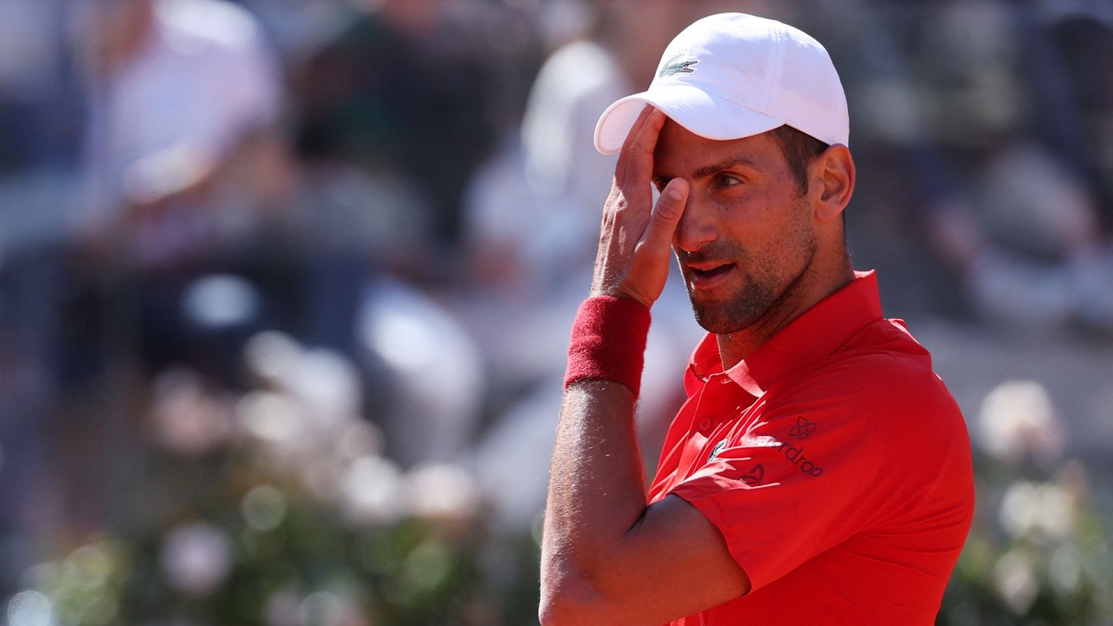 Novak Djokovic during his third round loss at the Italian Open. Pic: Reuters