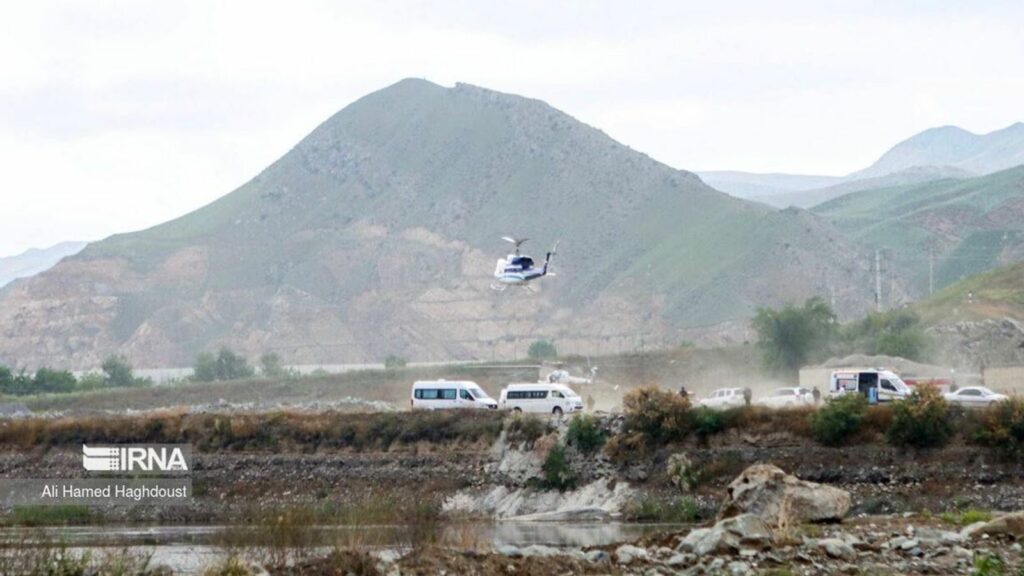 State media says this is the last-known picture of the helicopter carrying the president. Pic: IRNA