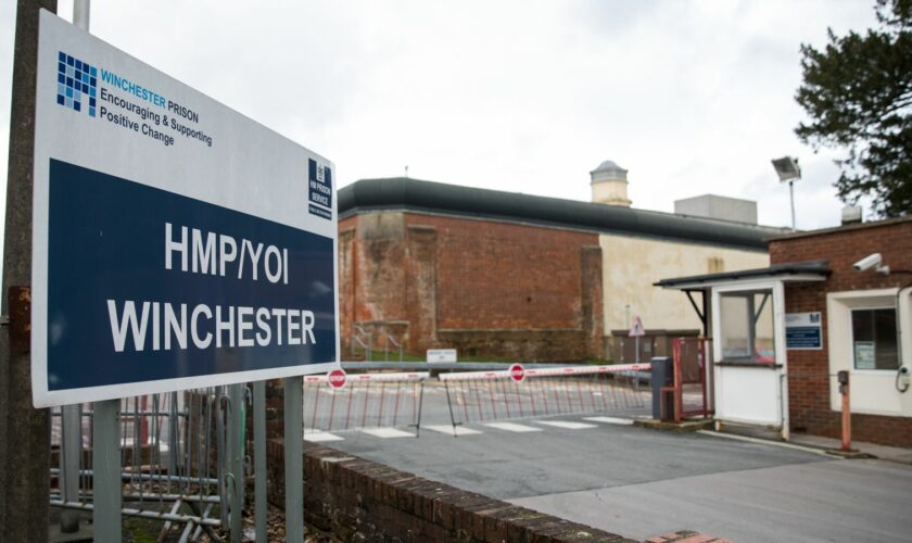 General view of a sign for HMP Winchester in Hampshire. PA Photo. Picture date: Friday January 17, 2020. Photo credit should read: Andrew Matthews/PA Wire