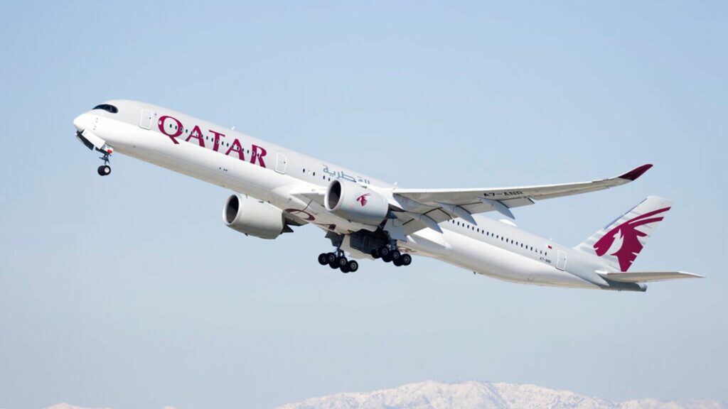 Qatar Airways airplane takes off from the south runway at the Los Angeles International Airport, Thursday, March 2, 2023 in Los Angeles. (Ric Tapia via AP)