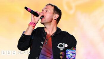 Chris Martin performing at Big Weekend