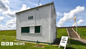 the three-story white-washed building is a 1960s naval monitoring station once used to prevent passing ships setting off magnetic underwater mines