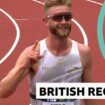 GB's Josh Kerr celebrates winning the men's mile in the Diamond League Eugene