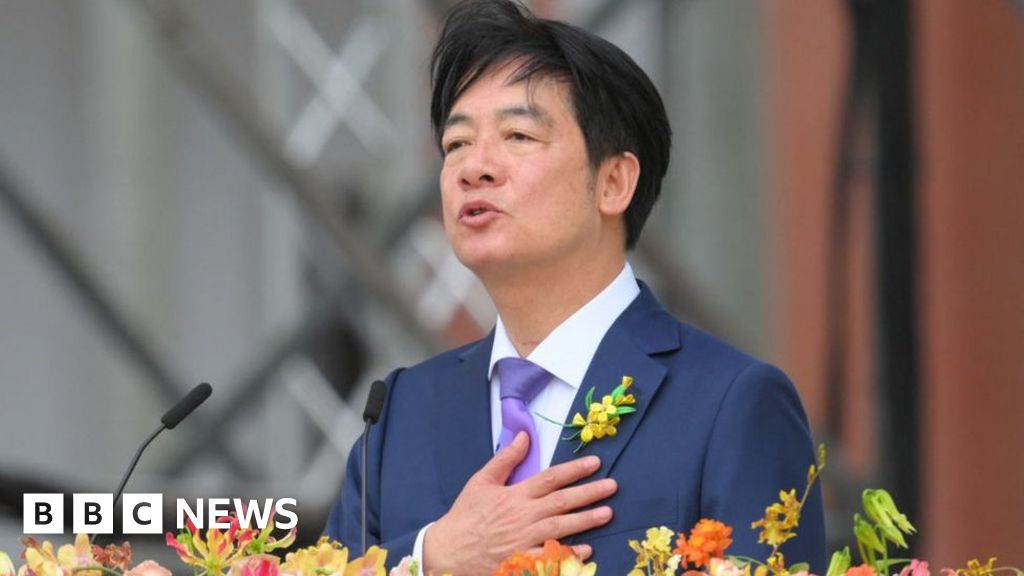 Taiwan's President Lai Ching-te delivers his inaugural speech after being sworn into office during the inauguration ceremony at the Presidential Office Building in Taipei on May 20, 2024.