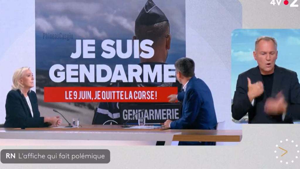 Télématin diffuse un faux visuel du RN devant Marine Le Pen, Thomas Sotto présente ses excuses