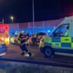 Emergency services respond to the scene following a collision between a passenger train and a freight train in Pardubice, Czech Republic. Pic: Reuters