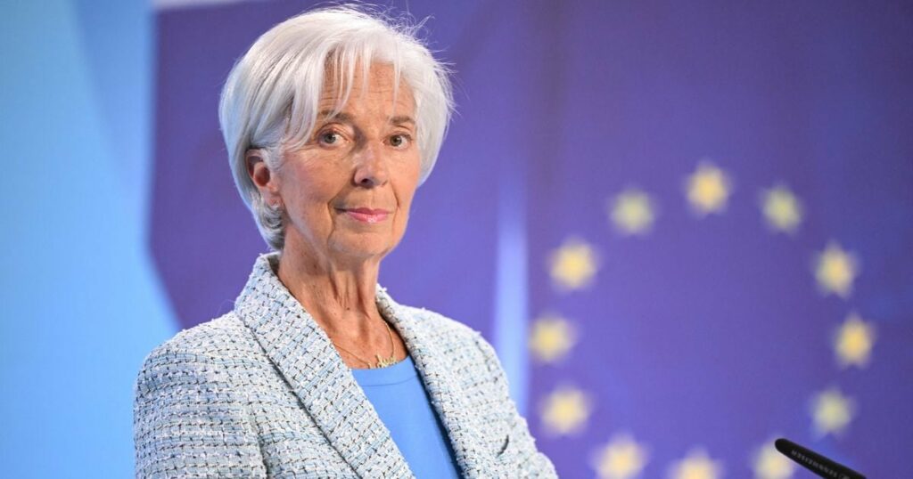 La présidente de la Banque centrale européenne (BCE), Christine Lagarde, lors d'une conférence de presse à Francfort, le jeudi 6 mai 2024.