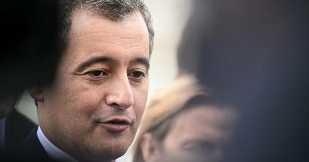 Le ministre français de l'Intéreur Gerald Darmanin lors d'une conférence de presse à Paris, le 9 avril 2024