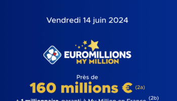 Résultat Euromillions (FDJ) : le tirage de ce vendredi 14 juin 2024, 160 millions d'euros en jeu