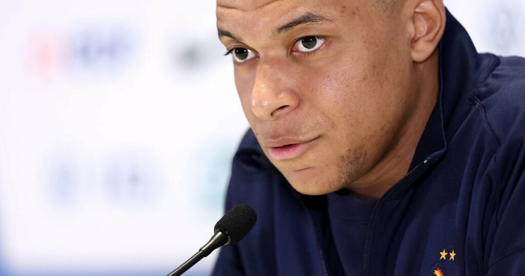 Le capitaine des Bleus Kylian Mbappé en conférence de veille du match contre le Chili à Marseille, le 25 mars 2024