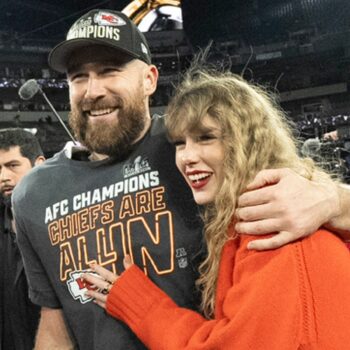 Taylor Swift is expected to attend the Super Bowl to watch her boyfriend Travis Kelce play, both pictured. Pic: AP