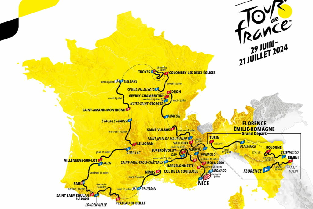 DIRECT. Tour de France 2024 : parcours, carte et étapes détaillées... Les infos avant le départ à Florence