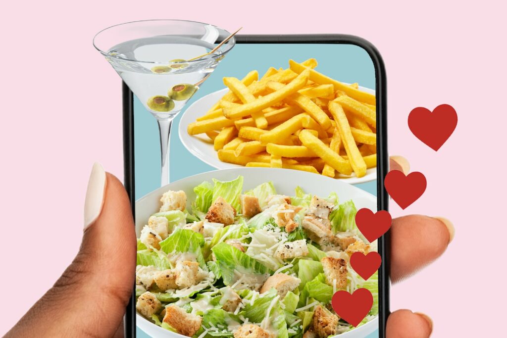 A Caesar salad, fries and a martini really is the perfect meal