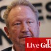 Australia news live: Andrew Forrest says Coalition’s abandonment of 2030 emissions target would ‘decimate’ economy; RBA interest rate decision due