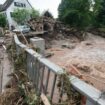 Man looks at floods in southern Germany