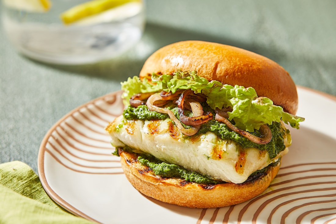 Grilled Fish Sandwiches With Salsa Verde