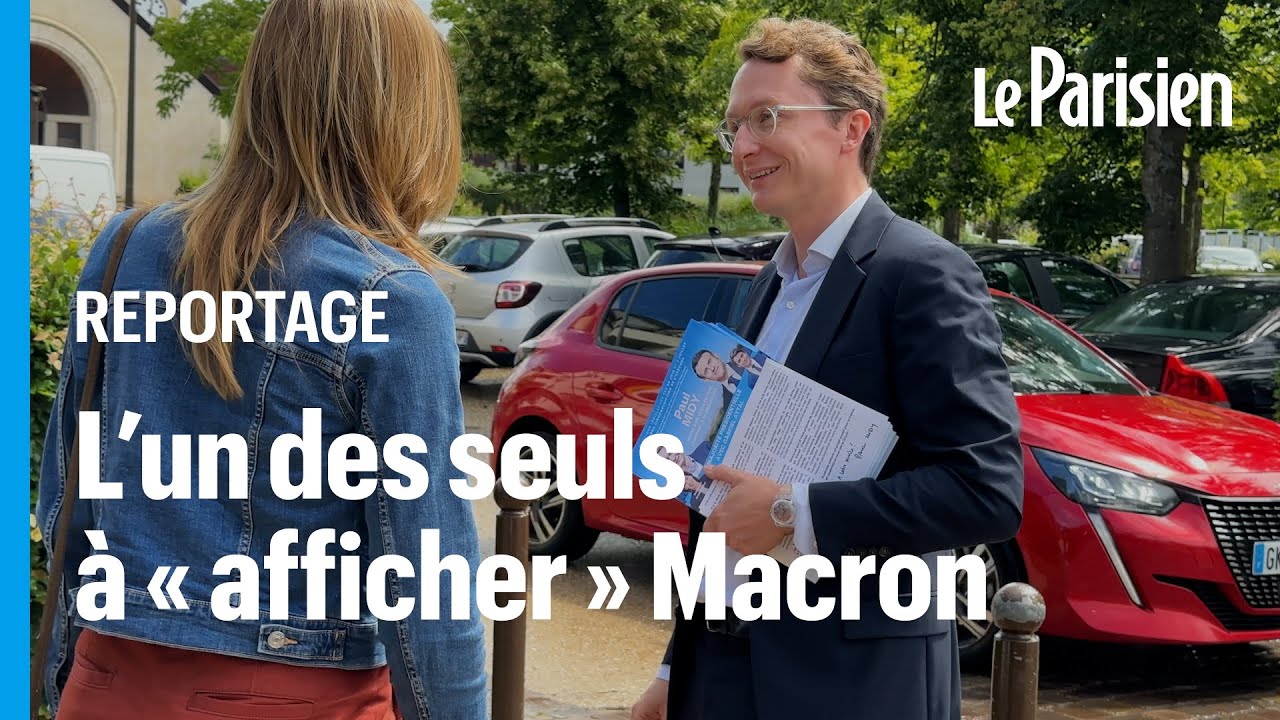 Paul Midy, l'un des rares candidats à faire apparaître Macron sur son affiche de campagne