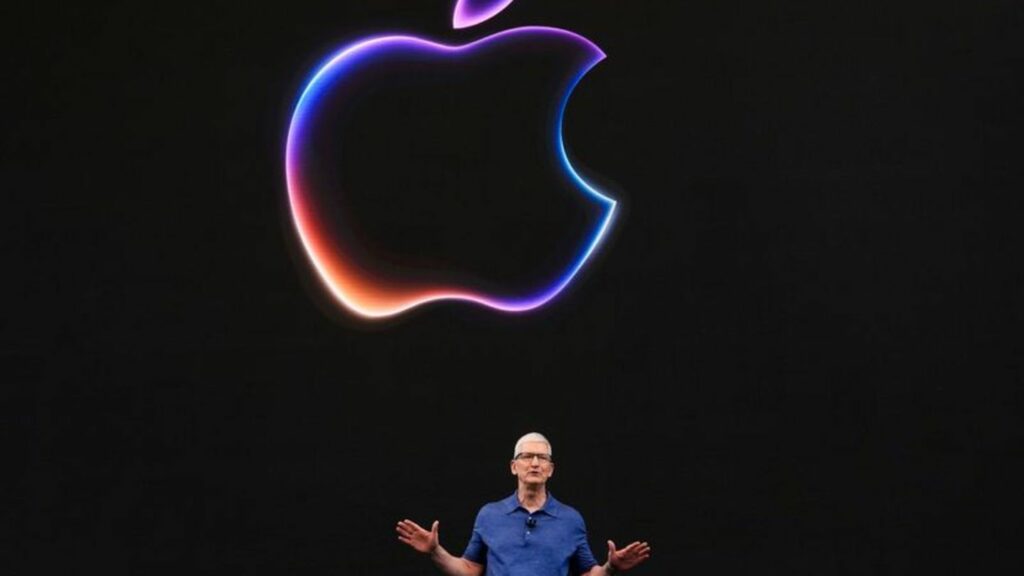 Apple-CEO Tim Cook auf der Apple-Entwicklerkonferenz WWDC in Cupertino. Foto: Jeff Chiu/AP/dpa