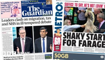 The Papers: 'Leaders clash' and 'shaky start for Farage'