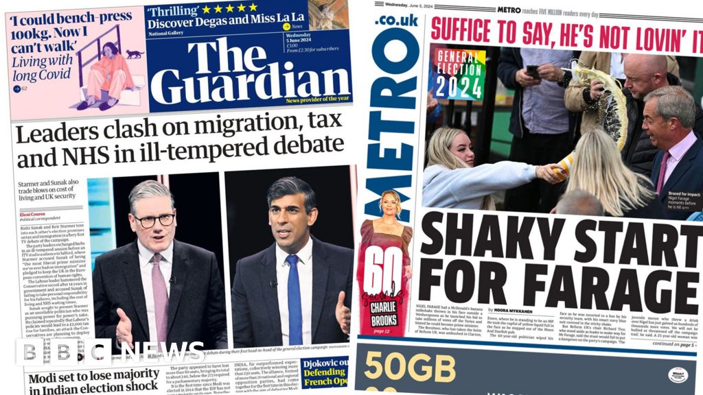 The Papers: 'Leaders clash' and 'shaky start for Farage'