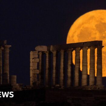 Watch: Stunning timelapse of Strawberry Moon over Greek temple