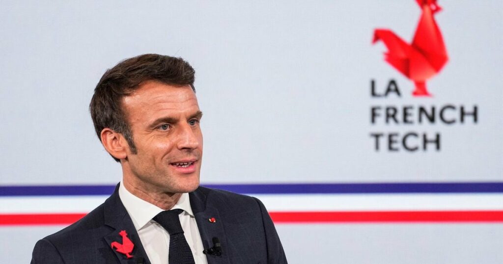 Emmanuel Macron, lors d'un évènement dédié à la French Tech, au palais de l'Elysée, en février 2023.