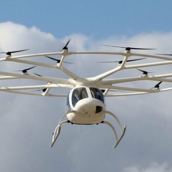 Le Volocopter 2X en vol lors d'une démonstration à Séoul, le 11 novembre 2021.