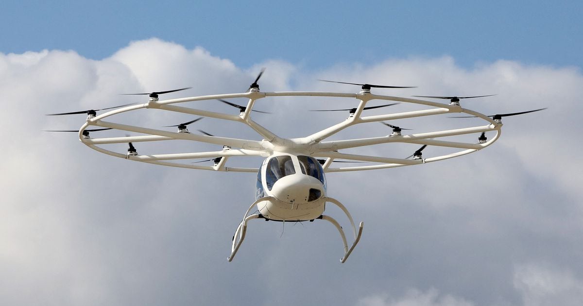 Le Volocopter 2X en vol lors d'une démonstration à Séoul, le 11 novembre 2021.