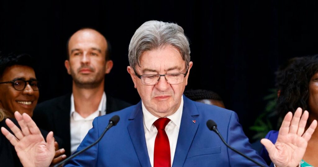 Jean-Luc Mélenchon, le leader de La France insoumise, au soir du second tour des élections législatives, le 7 juillet 2024.